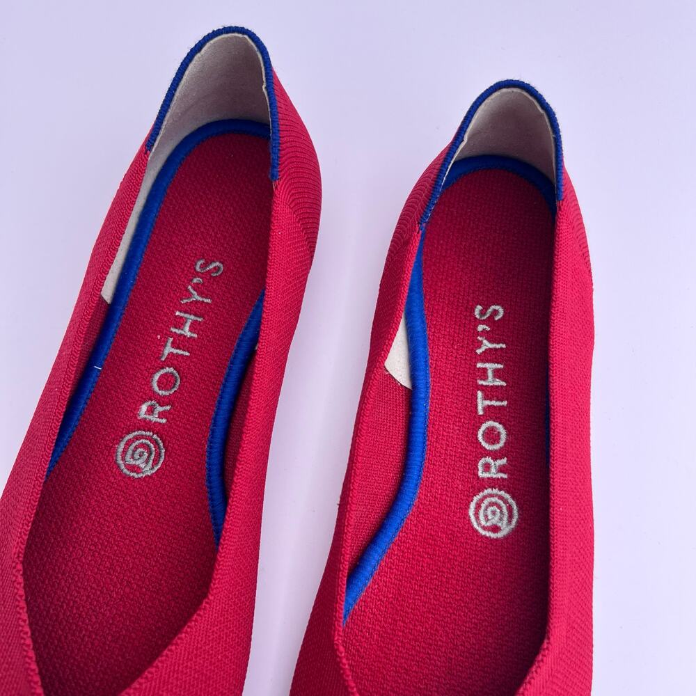 Red Rothy’s Pointed Toe Flats Knit Slip On Shoes Women’s 9.5 - Picture 3 of 6